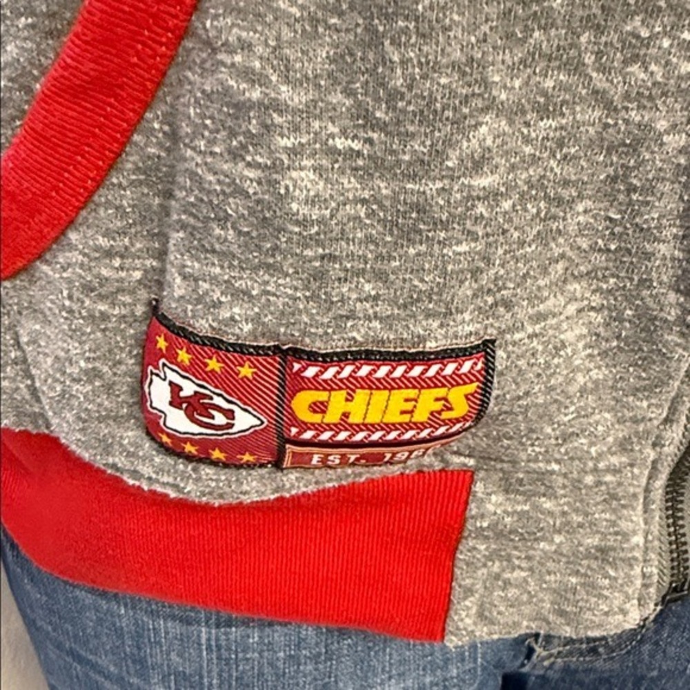 Kansas City Chiefs Hoodie–NFL Team Sweatshirt, Full Zip Fleece Hood Appliqué‎ - Picture 4 of 6